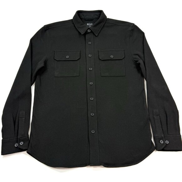 BYLT Mens Coastal Overshirt Sz Large Shirt Long Sleeve Button Up Waffle Knit - Picture 1 of 12